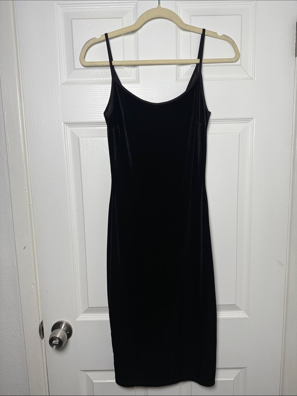 Forever 21 Black Velvet Midi Slip Dress